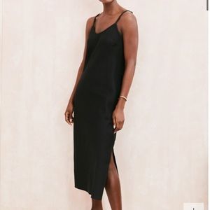 Garnet Hill Easy Linen Slip Dress Black size 8